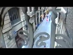 Masturbating with dildo on Barcelona balcony