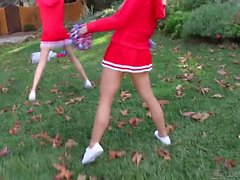 Cute young pornstars dressed as sexy cheerleaders